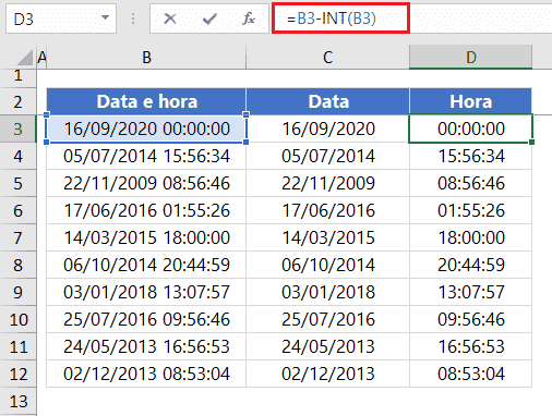converter data com INT no Excel