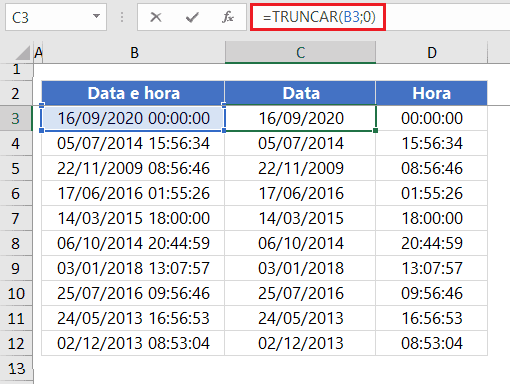 como separar data e hora no Excel 4