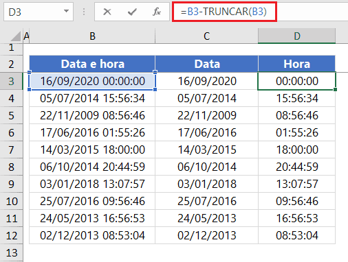 como separar data e hora no Excel 5