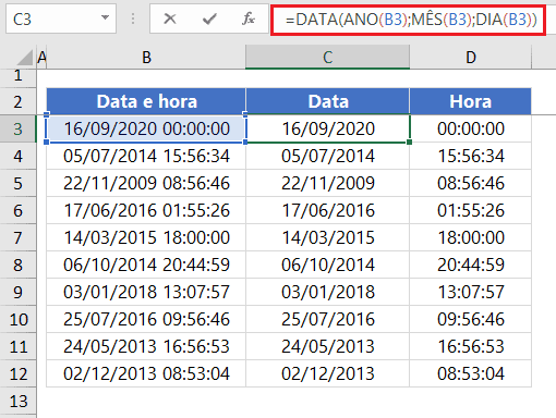 como separar data e hora no Excel 6