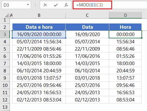como separar data e hora no Excel 9