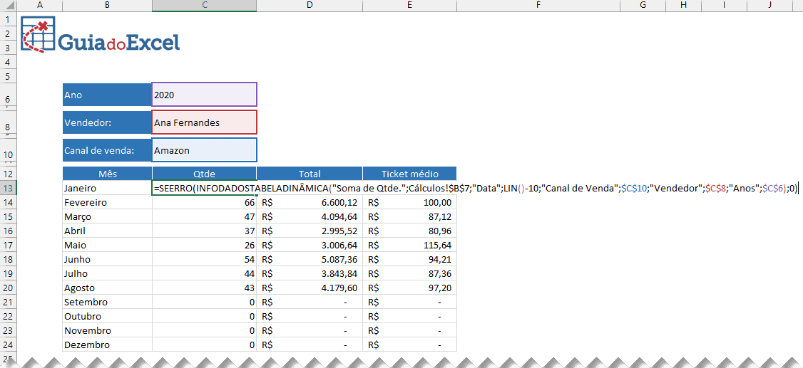 InfodadosTabelaDinâmica Excel