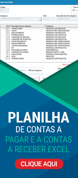 Planilha de Contas a Pagar e a Contas a Receber Excel
