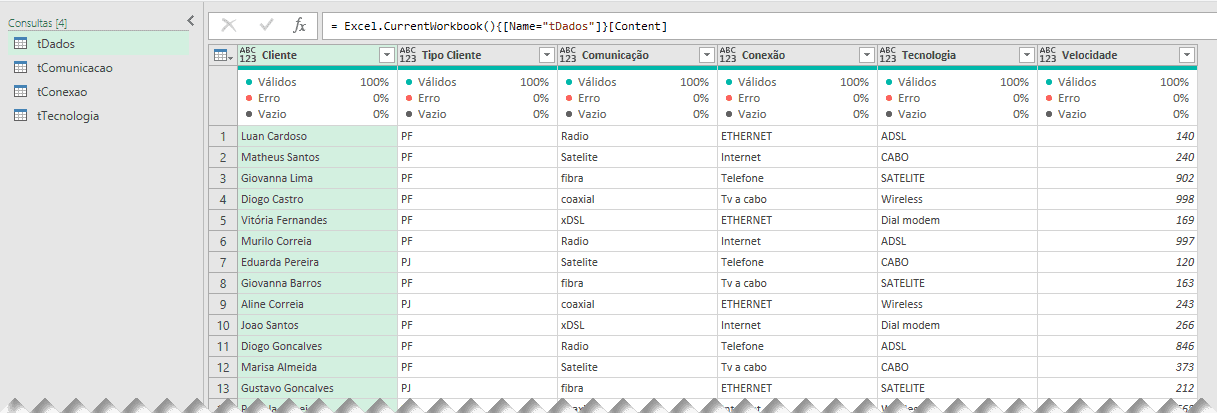 de para excel power query 7