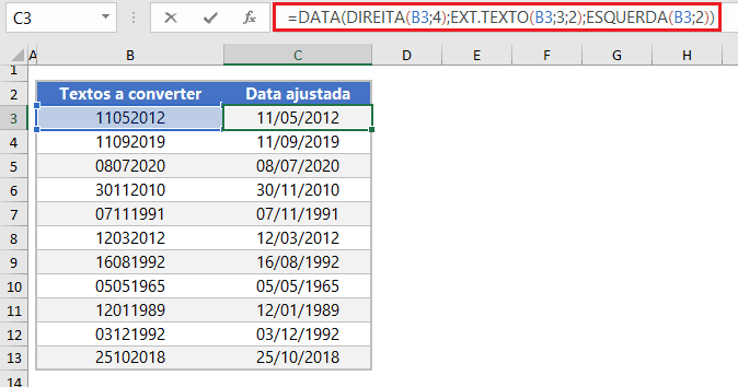 texto para data Excel 5