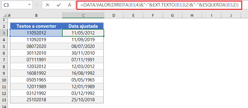 texto para data Excel 6