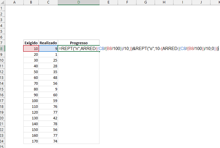 Gráfico de Progressão no Excel 2