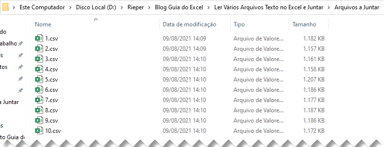 Ler Vários Arquivos Texto no Excel e Juntar 2