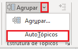 Como agrupar dados no Excel - Estrutura de Tópicos 16