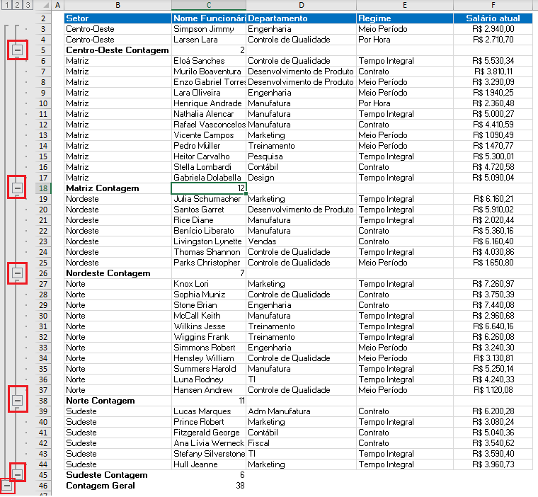 Como agrupar dados no Excel - Estrutura de Tópicos 8