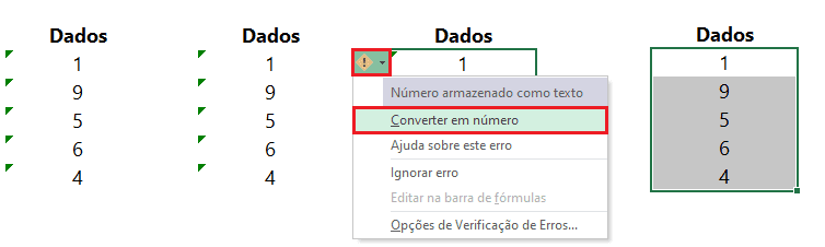 Converter texto em número no Excel 5