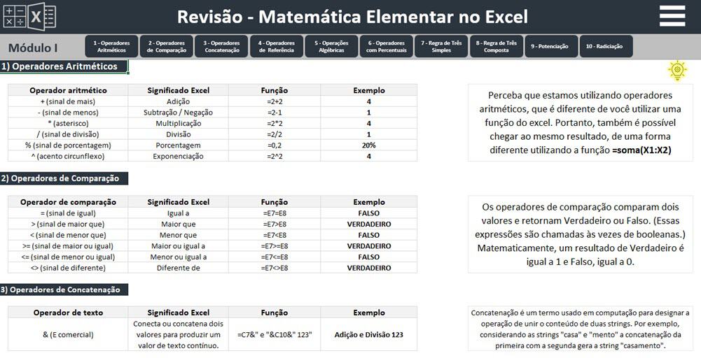 matemática financeira Excel