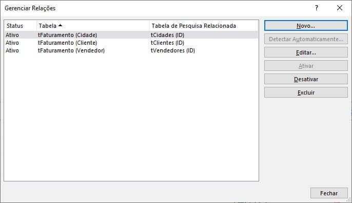 relacionar tabelas excel