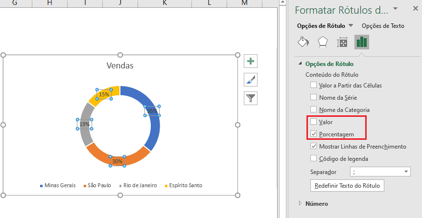 porcentagem em gráfico Excel 7