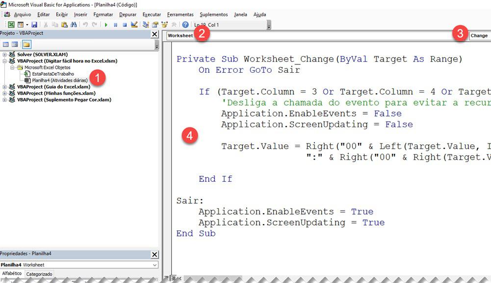 hora sem digitar dois pontos no excel