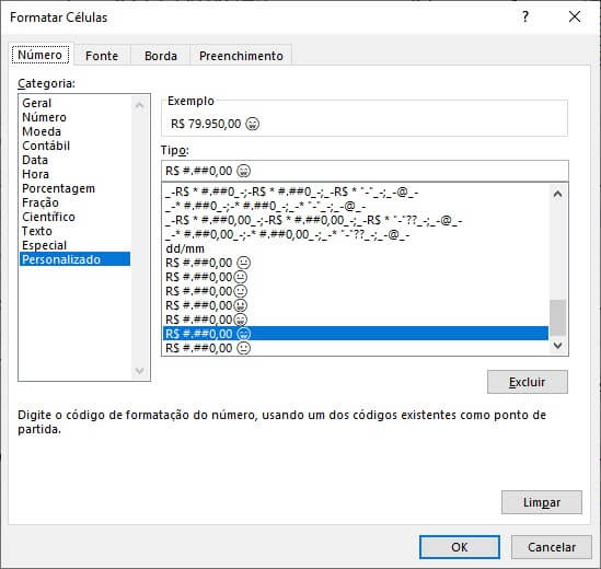 formatacao condicional emoji excel