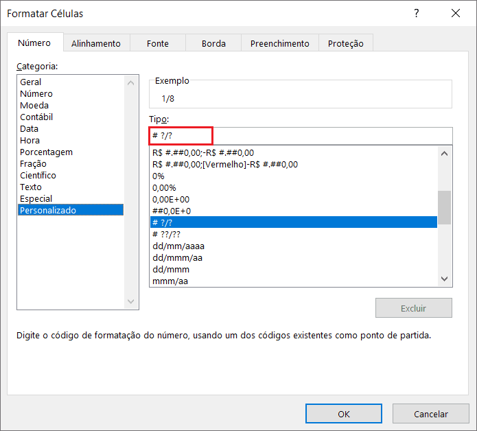 Fração no Excel 4