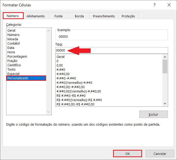 inserir Zeros a Esquerda Excel