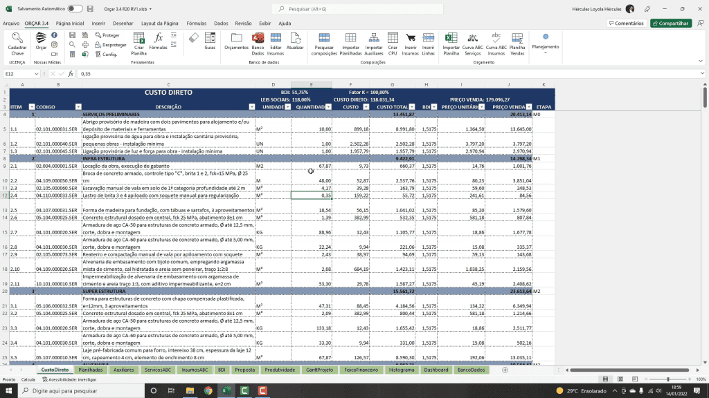 Como fazer orçamento de obra com SINAPI (2022)