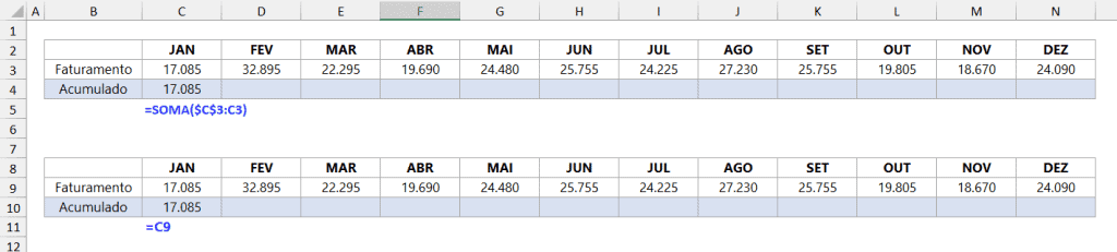 Soma acumulada no Excel 9