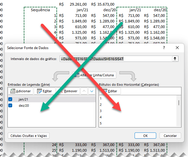 Excel Mudar grafico ao passar o mouse MouseHover 8