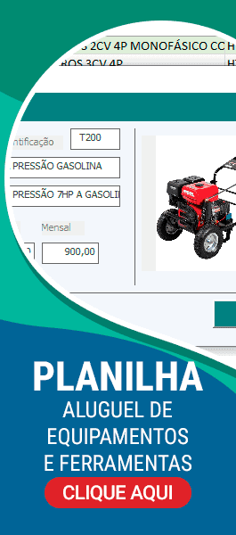 Planilha aluguel de equipamentos Excel