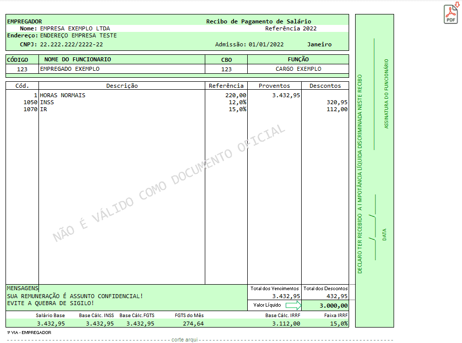 planilha de folha de pagamento