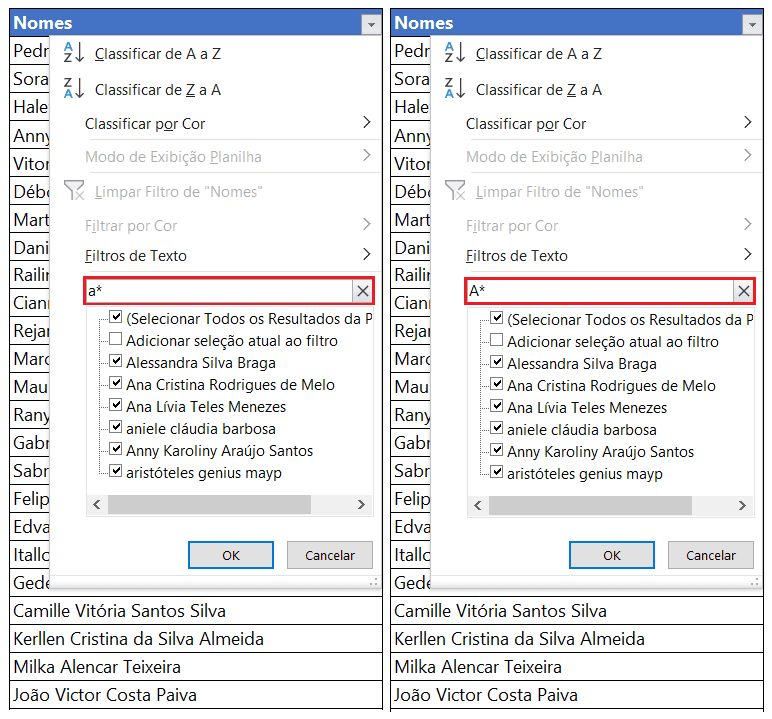 Caracteres curingas no Excel e suas aplicações