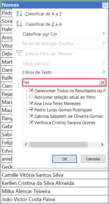 Caracteres curingas no Excel e suas aplicações