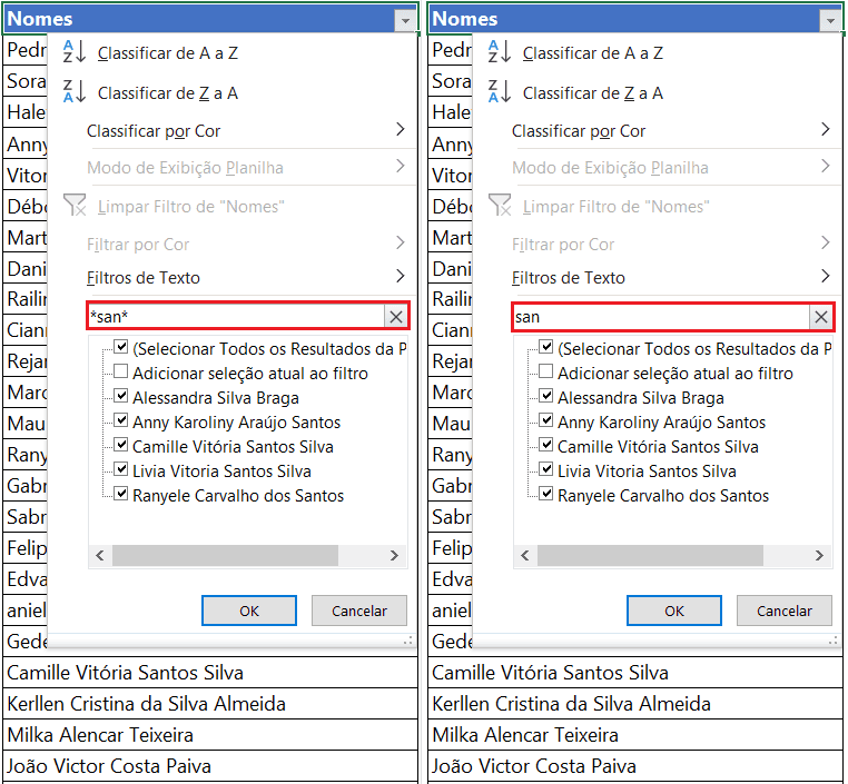 Caracteres curingas no Excel e suas aplicações