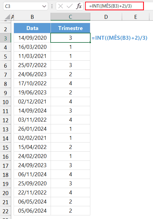 trimestre data excel 2