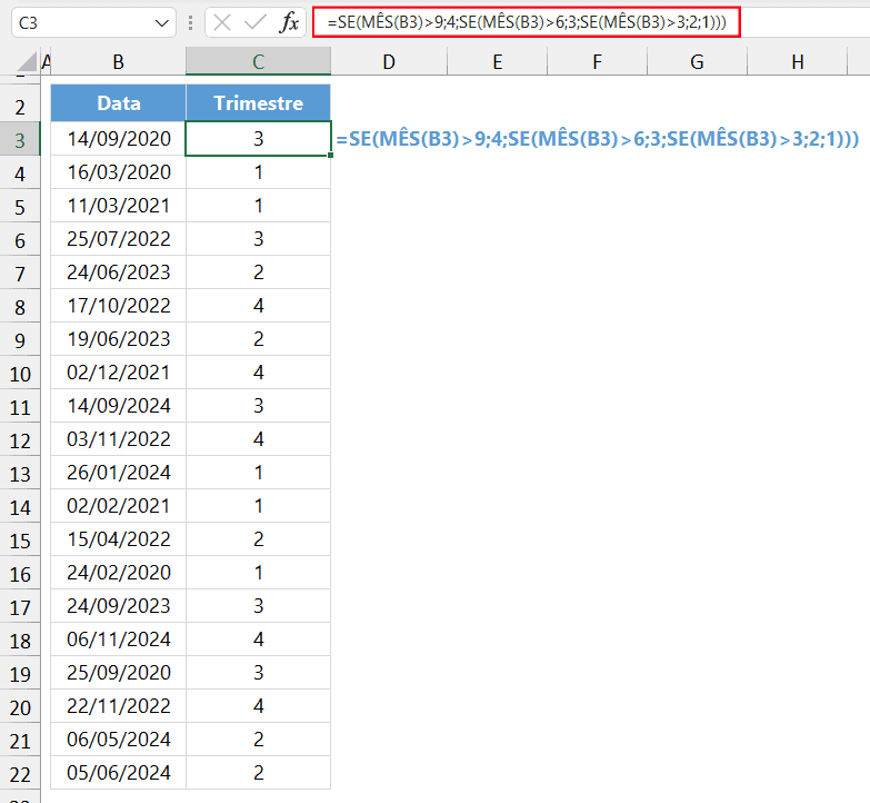 trimestre data excel 4