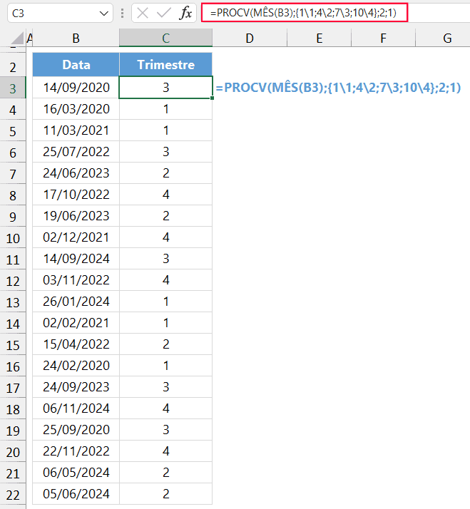 trimestre data excel 6