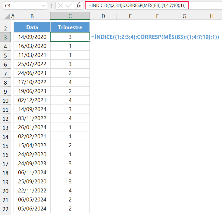 trimestre data excel 7