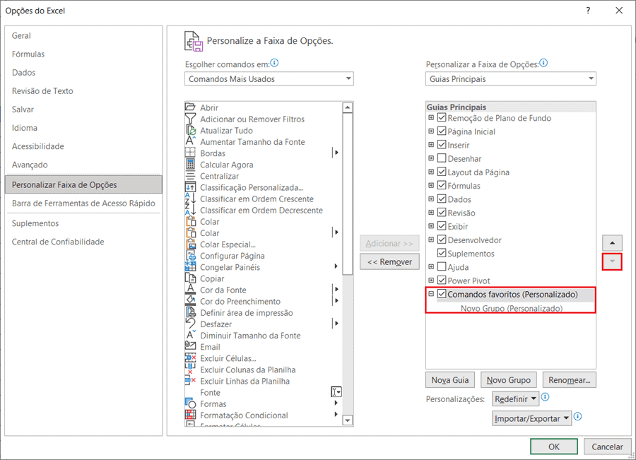 guias e botões no excel 9