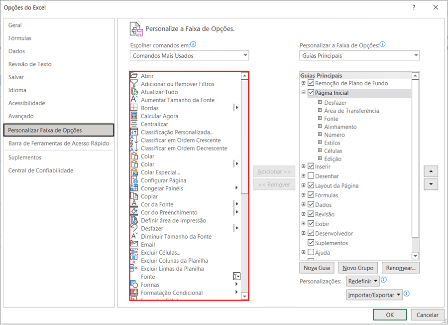 guias e botões no excel 5