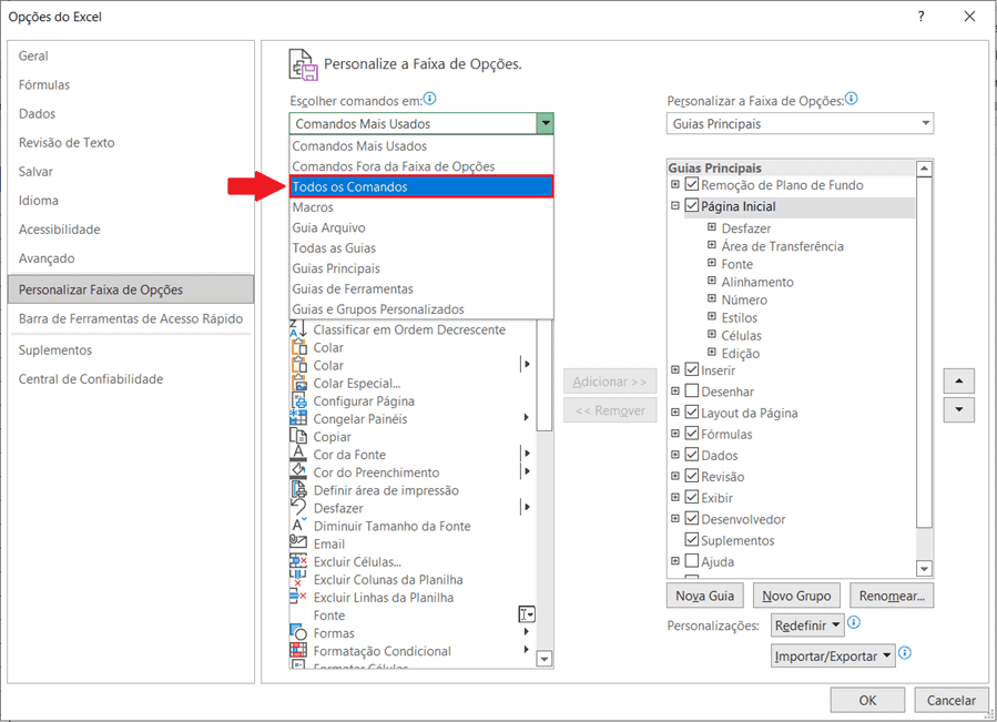 guias e botões no excel 4