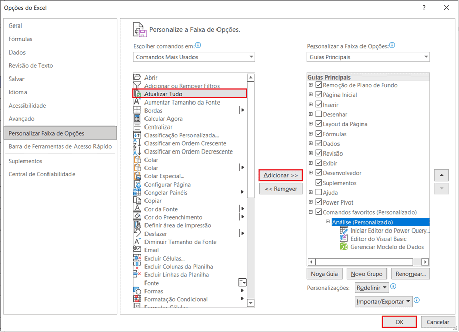 guias e botões no excel 3