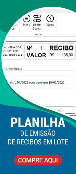 Planilha de emissão recibos em lote excel