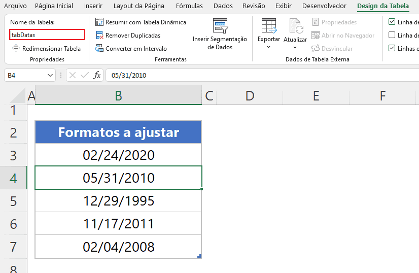 converter data americana excel 10