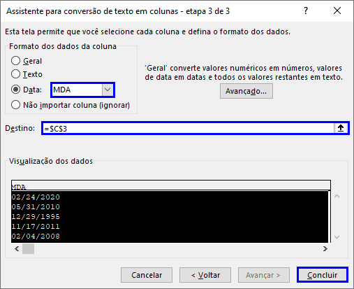 converter data americana excel 8