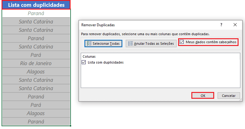 Como remover duplicidades de listas no Excel 3