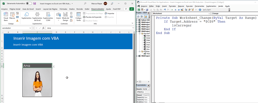 inserir imagens vba excel 2