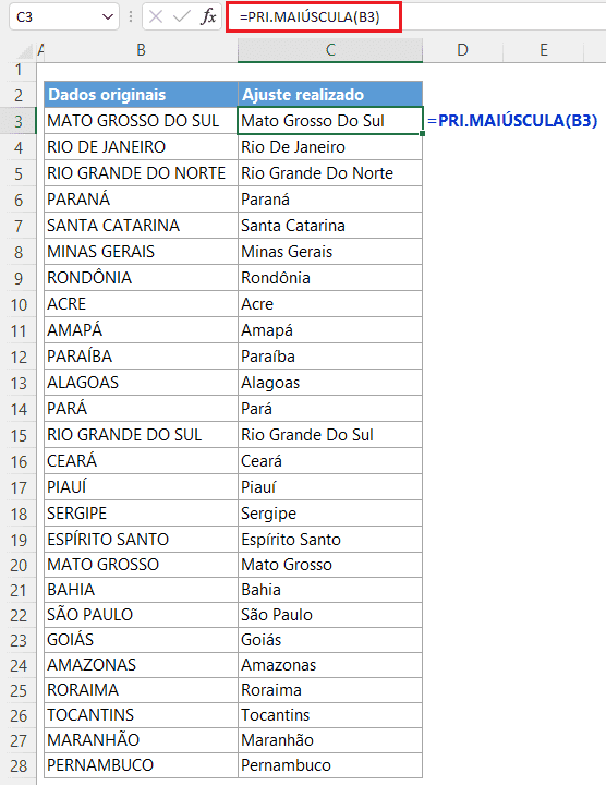 primeira letra maiúscula excel 2