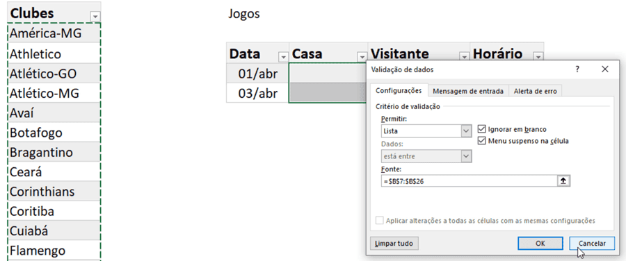 lista de dados excel 1