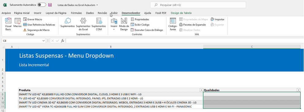 listas suspensas listas de dados menu dropdown excel 16