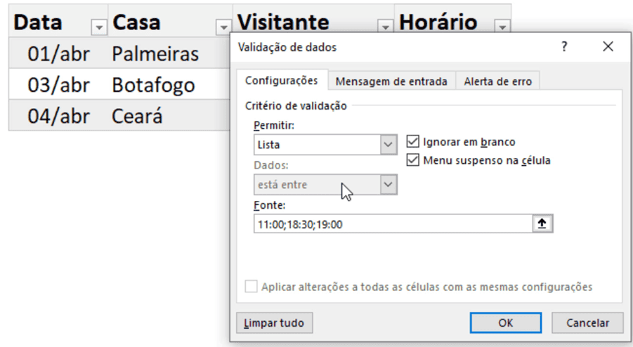 listas suspensas listas de dados menu dropdown excel 3