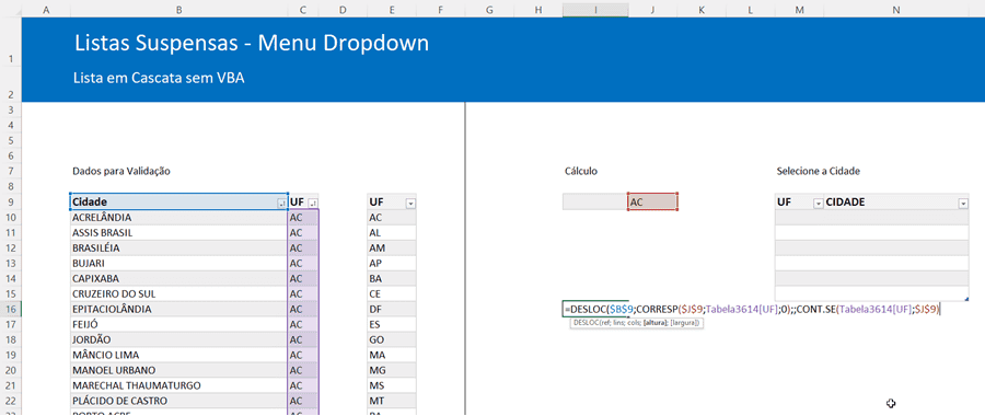 listas suspensas listas de dados menu dropdown excel 7