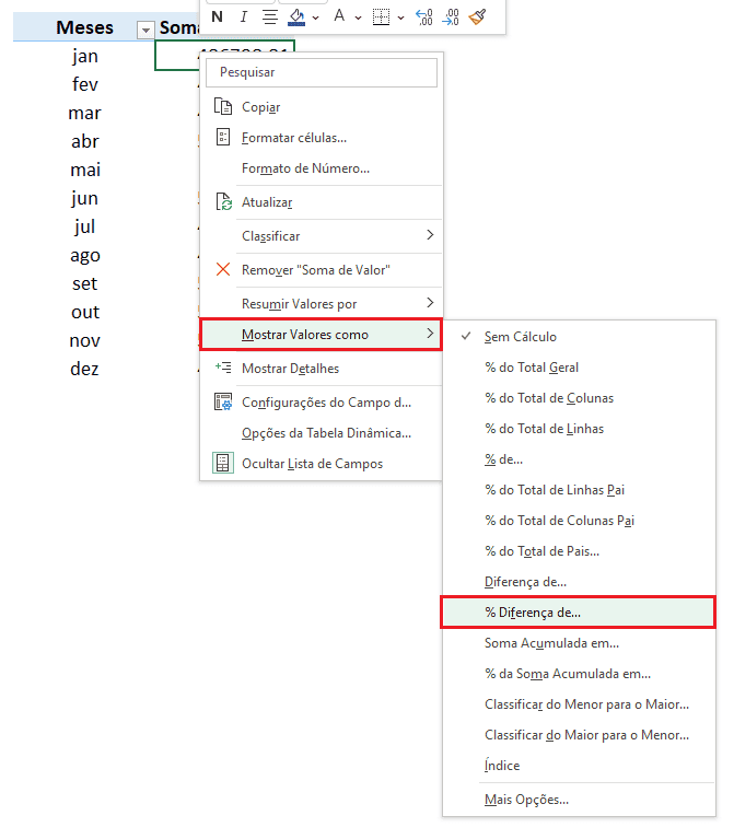 Comparar mês e ano em tabela dinâmica excel 10