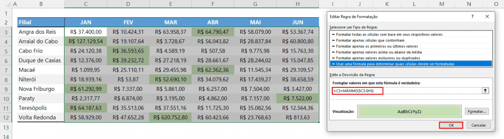 Como destacar o maior e menor valores com formatação automática no Excel Tutorial 16